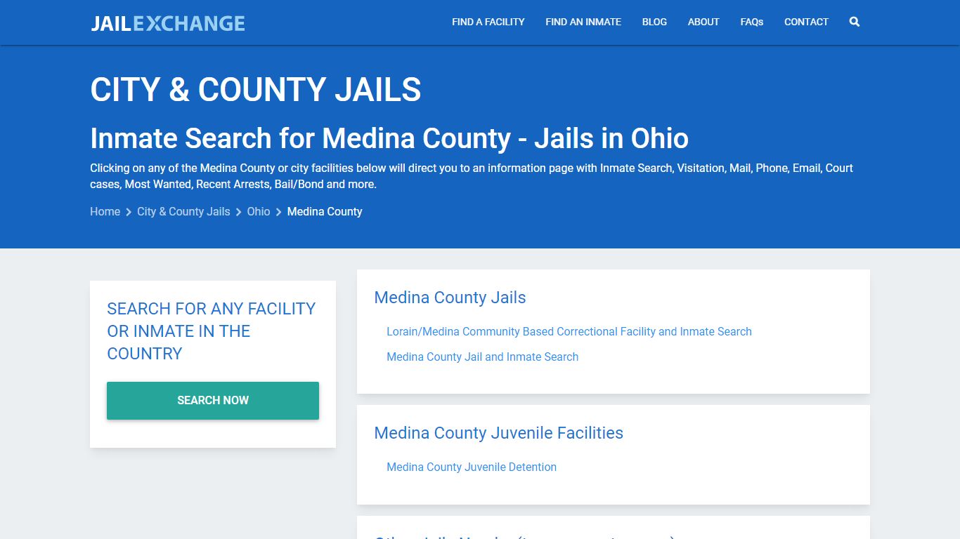 Inmate Search for Medina County | Jails in Ohio - Jail Exchange